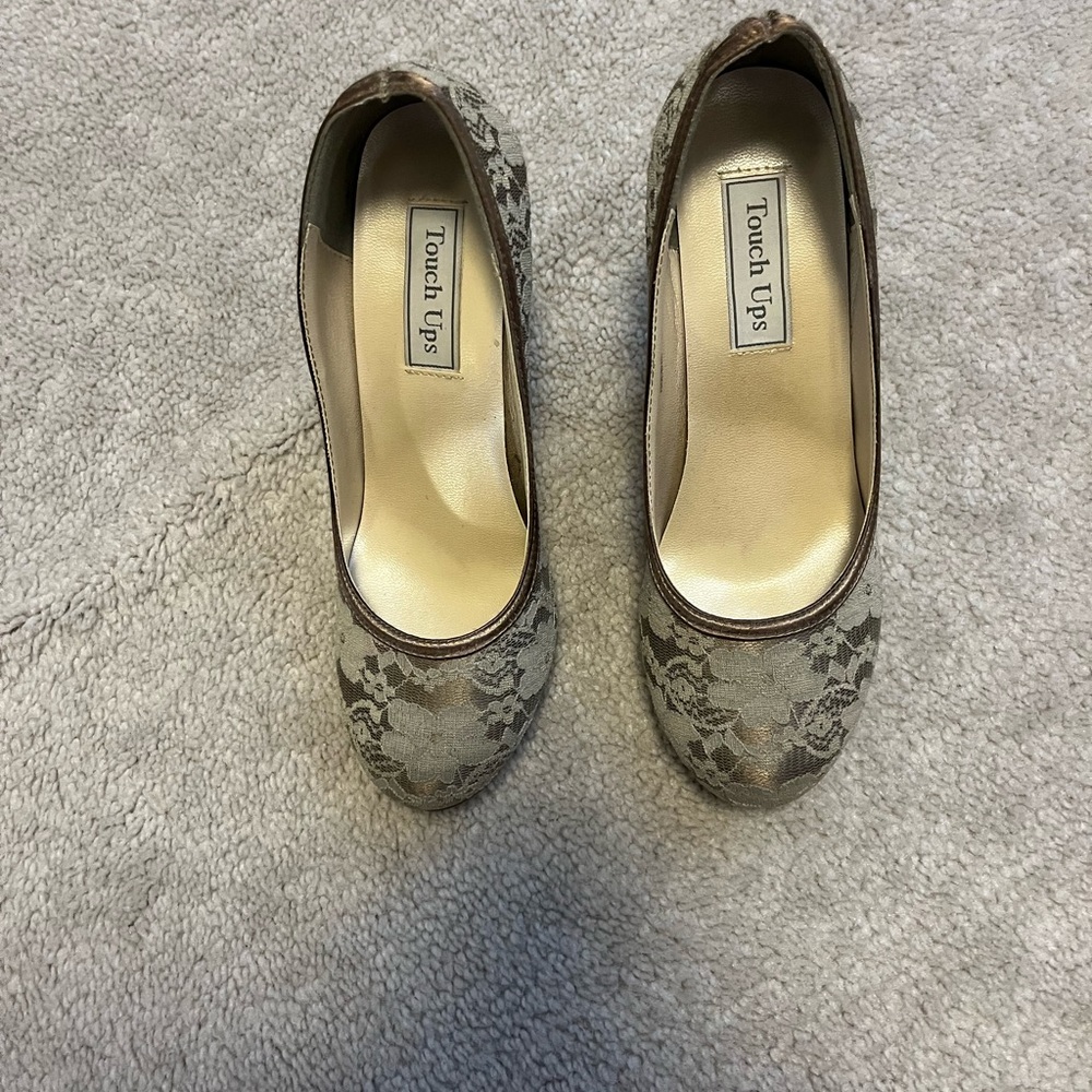 Beige Lace Heels
